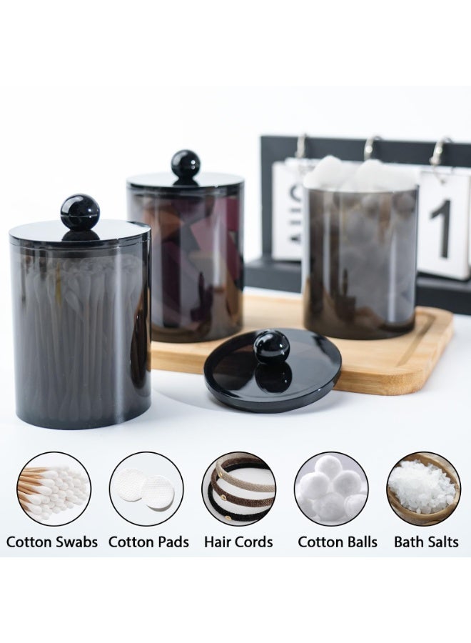 هومستر 2 قطعة من ملصق القطن مع غطاء | علبة تخزين تنظيفية لسطح المكتب | تخزين متعدد السيناريوهات لسطح المكتب في الحمام/غرفة المعيشة/الغرفة النومية/الدراسة/غرفة الطعام/المطبخ/الحمام، 9.6 سم، شفافة سوداء - Image 3